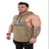 BIG SAM SPORTSWEAR COMPANY Men's Workout Hooded Tank Tops Sleeveless Gym Cotton Tee (Khaki, L) view 3