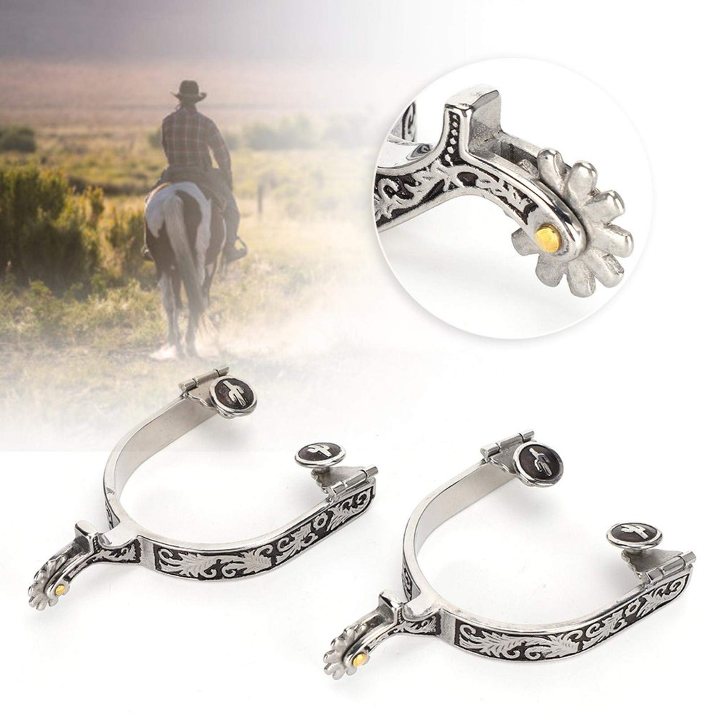 West Cowboy Spurs Spurs for Cowboy Boots Spurs Cowboy Spurs for Men for Cowboy Boots Stainless Steel Boot Spurs Horse Boot Spurs 3.35x3.15inch Bumper Spurs with Gear for Equestrian Spurs
