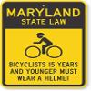 The Sign Studio - 18 x 24  Maryland State Law Bike Sign: Bicyclists 15 Years and Younger Must Wear A Helmet (with Cyclists Symbol) view 1