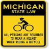 The Sign Studio - 18 x 24  Helmet Sign: Michigan State Law - All Persons are Required to Wear A Helmet When Riding A Bicycle view 1