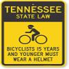 The Sign Studio - 18 x 24  Tennessee State Law Bike Sign: Bicyclists 15 Years and Younger Must Wear A Helmet (with Cyclists Symbol) view 1