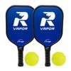 Champion Sports Aluminum Pickleball Paddle Set: Rhino Vapor Pickleball Paddle - Indoor or Outdoor Pickle Ball Paddles - Blue/Black Racket & White/Black Rackets with Two Pickleballs view 1