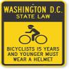 The Sign Studio - 18 x 24  Washington D.C. State Law Bike Sign: Bicyclists 15 Years and Younger Must Wear A Helmet (with Cyclists Symbol) view 1