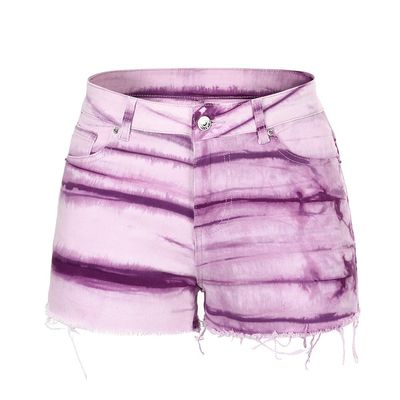 THUNDER STAR Ripped Jean Shorts for Women Mid Rise Frayed Raw Hem Stretchy Denim Shorts Fringe L