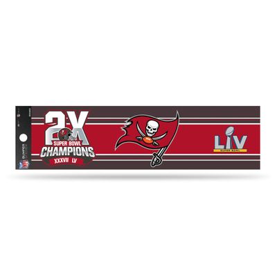 Rico Industries NFL Tampa Bay Buccaneers 2 Time Super Bowl Champs Bumper Sticker, 3 x 12-"