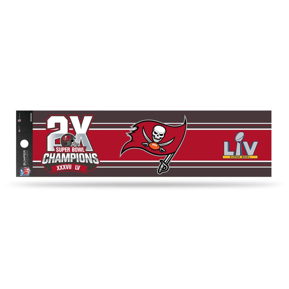Rico Industries NFL Tampa Bay Buccaneers 2 Time Super Bowl Champs Bumper Sticker, 3 x 12-"