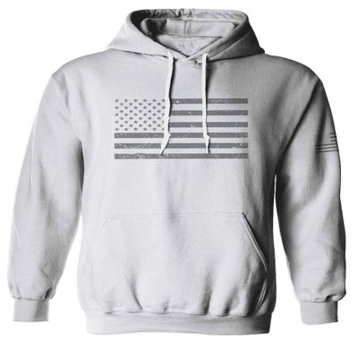 0176. Gray America USA American United States Vintage Flag Patriotic Style Sweatshirt Pullover Hoodie (White, Medium)