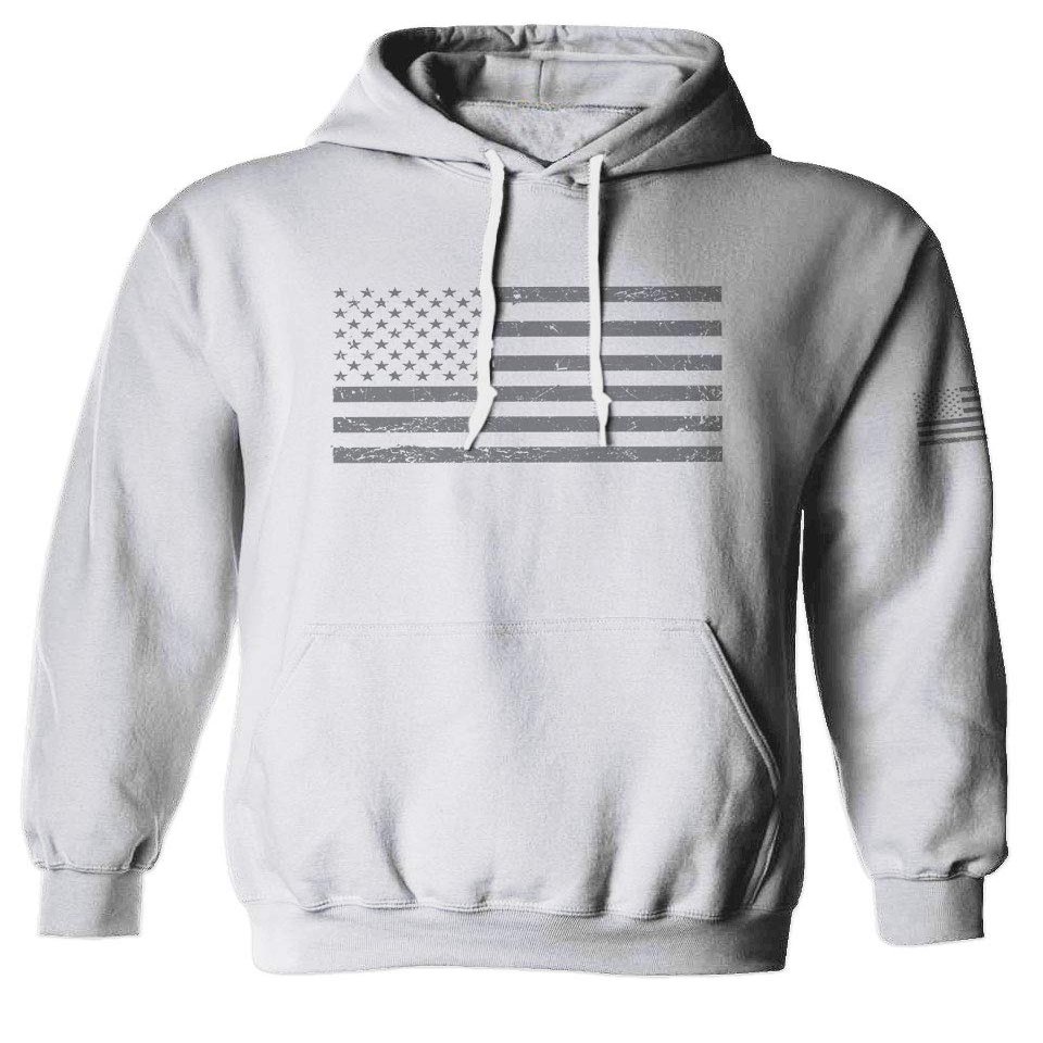 0176. Gray America USA American United States Vintage Flag Patriotic Style Sweatshirt Pullover Hoodie (White, Medium)
