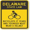 The Sign Studio - 18 x 24  Delaware State Law Bike Sign: Bicyclists 17 Years and Younger Must Wear A Helmet (with Cyclists Symbol) view 1