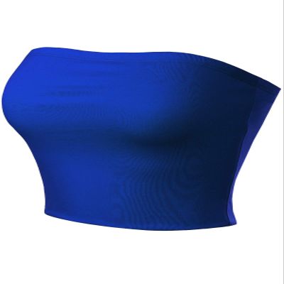 Design by Olivia Women's Casual Solid Double Layered Strapless Basic Tube Top Royal Blue L