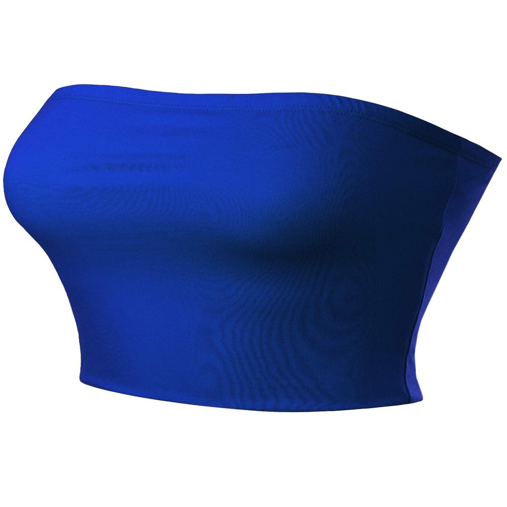 Design by Olivia Women's Casual Solid Double Layered Strapless Basic Tube Top Royal Blue L