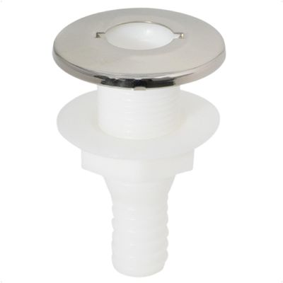 Five Oceans FO2558 White Straight Thru-Hull Fitting Connection for Hose, 3/4 inches, Injection Molded Polypropylene, AISI316 Stainless Steel Head, Barbed FO-2558-1