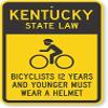 The Sign Studio - 18 x 24  Kentucky State Law Bike Sign: Bicyclists 12 Years and Younger Must Wear A Helmet (with Cyclists Symbol) view 1