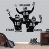 Personalized Custom Football Wall Decal - Numbers Custom Player Jerseys - Three Football Players - Three Friends 20 (46x56) Inches view 1
