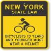 The Sign Studio - 18 x 24  New York State Law Bike Sign: Bicyclists 13 Years and Younger Must Wear A Helmet (with Cyclists Symbol) view 1