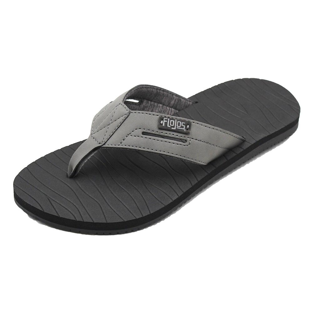 Flojos Men's Waverunner Flip Flops, Gray/Black, 7 M US
