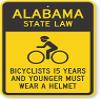 The Sign Studio - 18 x 24  Alabama State Law Bike Sign: Bicyclists 15 Years and Younger Must Wear A Helmet (with Cyclists Symbol) view 1