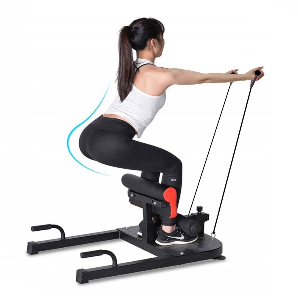 5 Star TD Multifunctional 3-in-1 Squat Machine, Sissy Squat Sit Ups Push Deep, Hip Coach Hook Leg Roll Belly, Hand Elastic Resistance Bands, Leg Exercise, for Home Gym Fitness Equipment (Black)