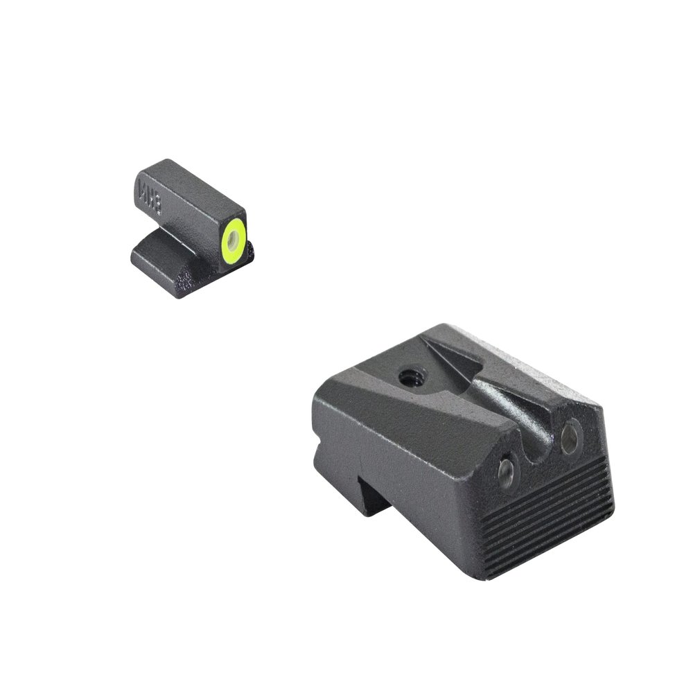 Meprolight Hyper-Bright Kimber 1911 Wedge Fixed Pistol Sight Set, Yellow Ring/Green Dot, Tritium Illumination (0412213121)