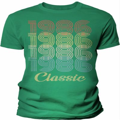 40th Birthday Gift Shirt for Men - Classic 1986 Retro Birthday - 003 - F/Kelly-4X