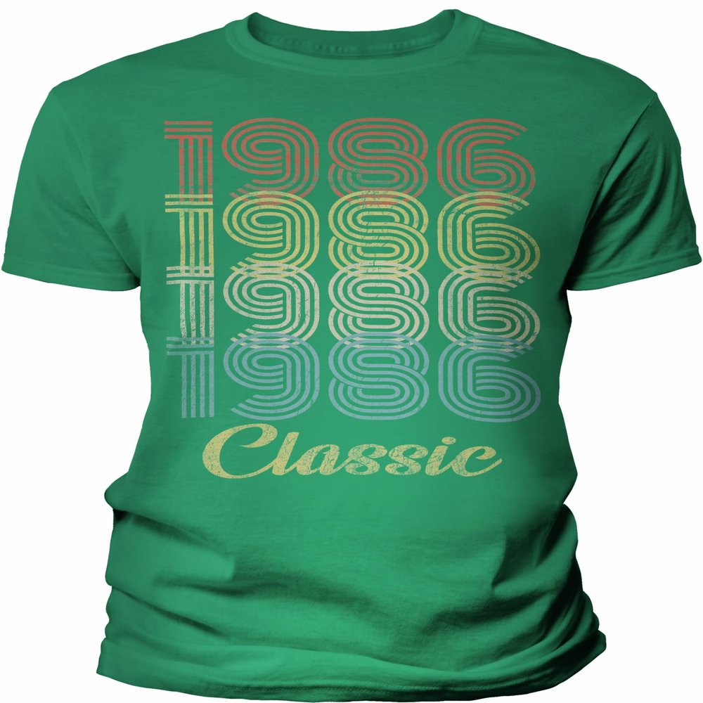 40th Birthday Gift Shirt for Men - Classic 1986 Retro Birthday - 003 - F/Kelly-4X