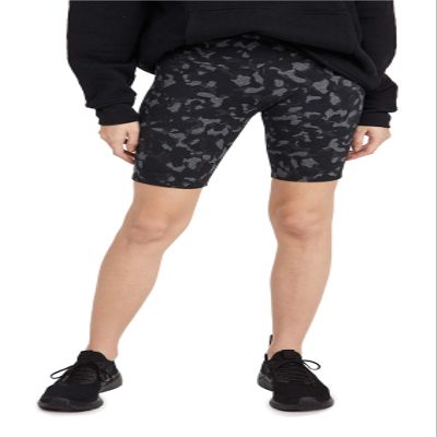 Yummie womens Mel Printed Cotton Stretch Shaping Biker Shorts, Heather Charcoal Camo, Medium US