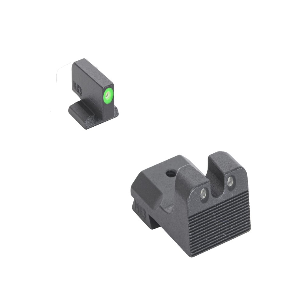 MEPRO Hyper-Bright tritium Night Sights Compatible with Kimber 1911 SUP, Green tritium, Extra Bright Green Colored Front Ring, U-Notch Rear by Meprolight