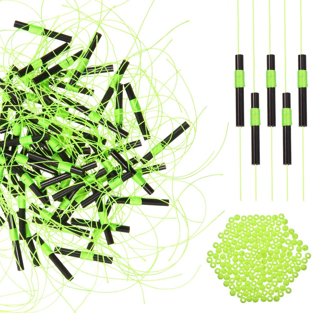 100 Pieces Fishing Bobber Float Stops Bobber Stop String Knots with Beads (Green)