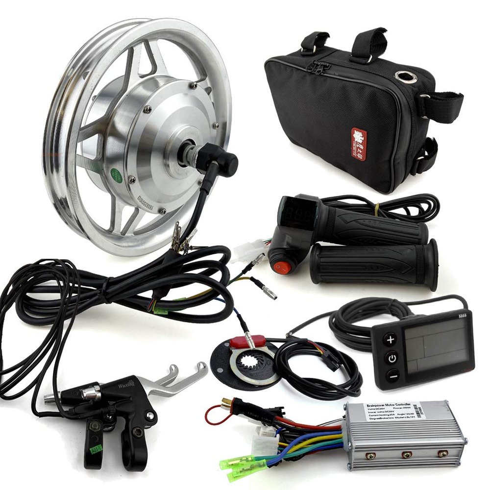 L-faster 12 inch 250W Brushless Hub Motor Kit with LCD Screen and Throttle Handle for Small Bicycle Front Wheel (36V)