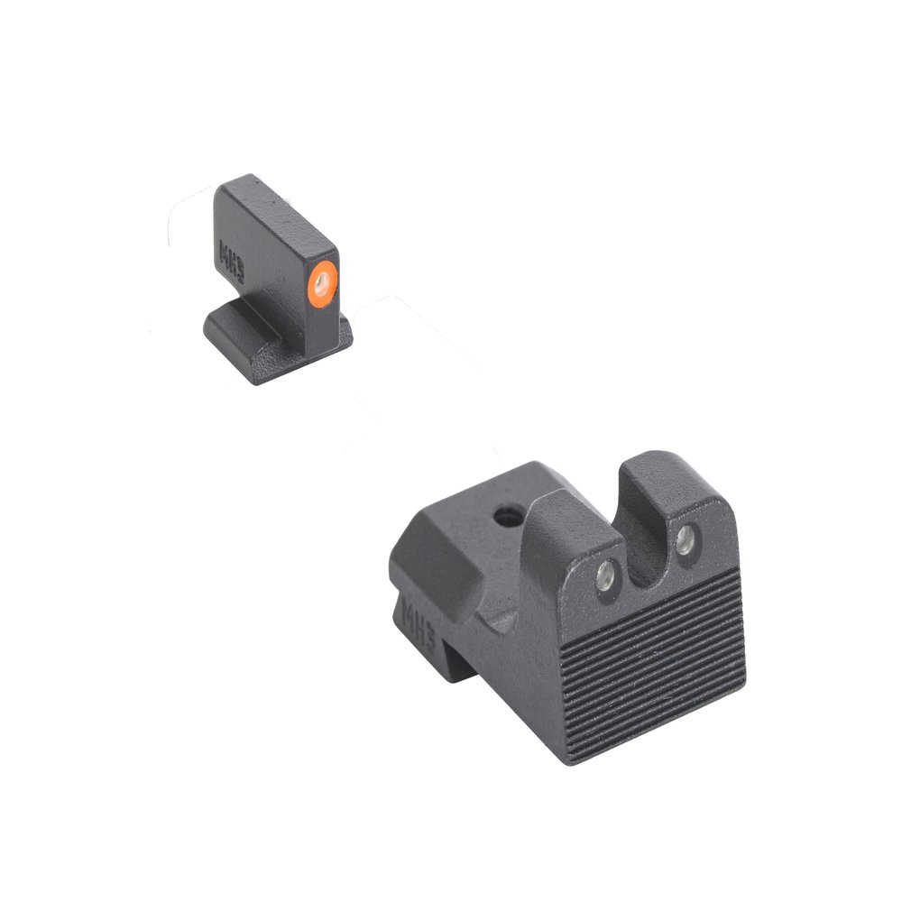 MEPRO Hyper-Bright tritium Night Sights Compatible with Kimber 1911 SUP, Green tritium, Orange Colored Front Ring, U-Notch Rear by Meprolight