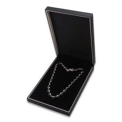 CuteBox Elegant Matte Black Necklace Box with Reversible Insert