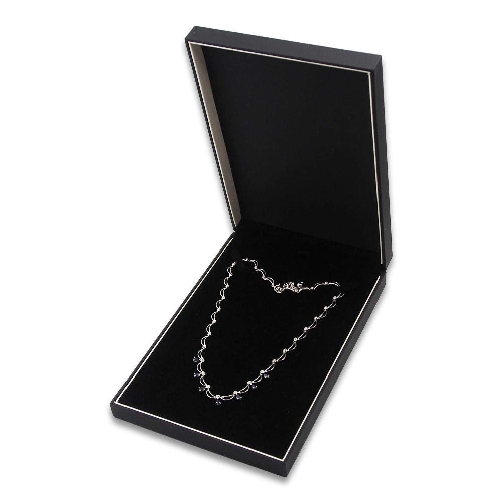 CuteBox Elegant Matte Black Necklace Box with Reversible Insert