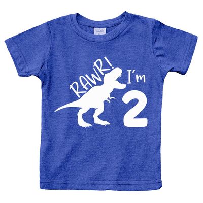 2nd Birthday Shirt boy Dinosaur rawr im 2 Toddler Two Year Old Second Dino Outfit (Charcoal Blue, 3 Years)