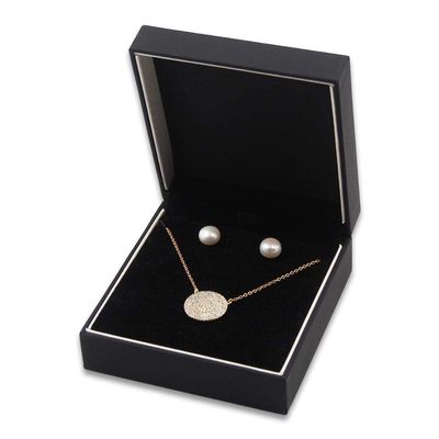 CuteBox Elegant Matte Black Pendant/Earring Box with Reversible Insert