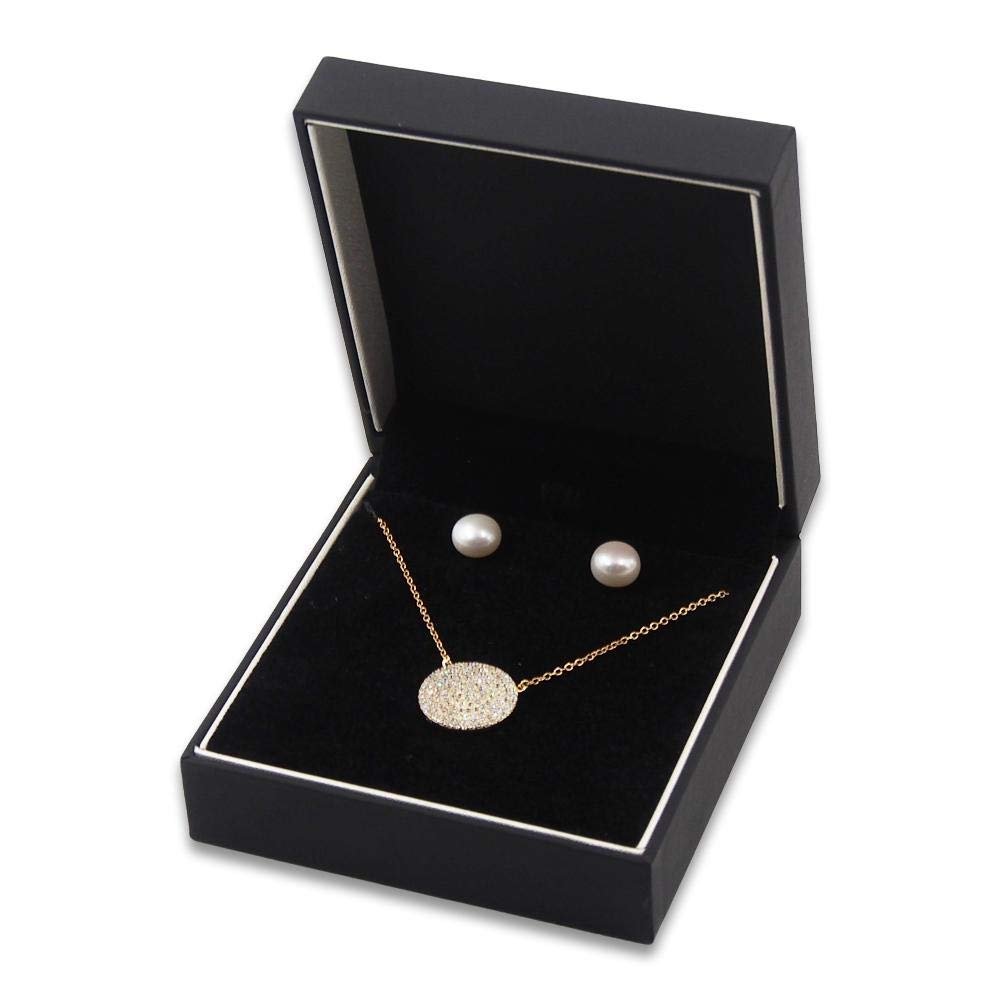 CuteBox Elegant Matte Black Pendant/Earring Box with Reversible Insert
