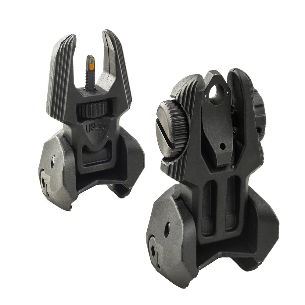 Meprolight MEPRO FRBS- FLIP Backup Sights 2 DOT Rear/Orange Hyper Bright Front - Black (Picatinny Rail)