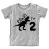 2nd Birthday Shirt boy Dinosaur rawr im 2 Toddler Two Year Old Second Dino Outfit (Light Gray, 3 Years) view 1