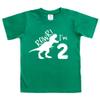 2nd Birthday Shirt boy Dinosaur rawr im 2 Toddler Two Year Old Second Dino Outfit (Green, 2 Years)