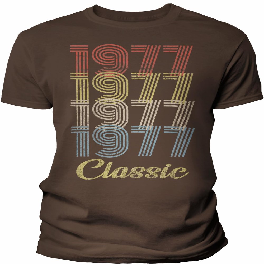 49th Birthday Gift Shirt for Men - Classic 1977 Retro Birthday - 003 - F/Brown-4X