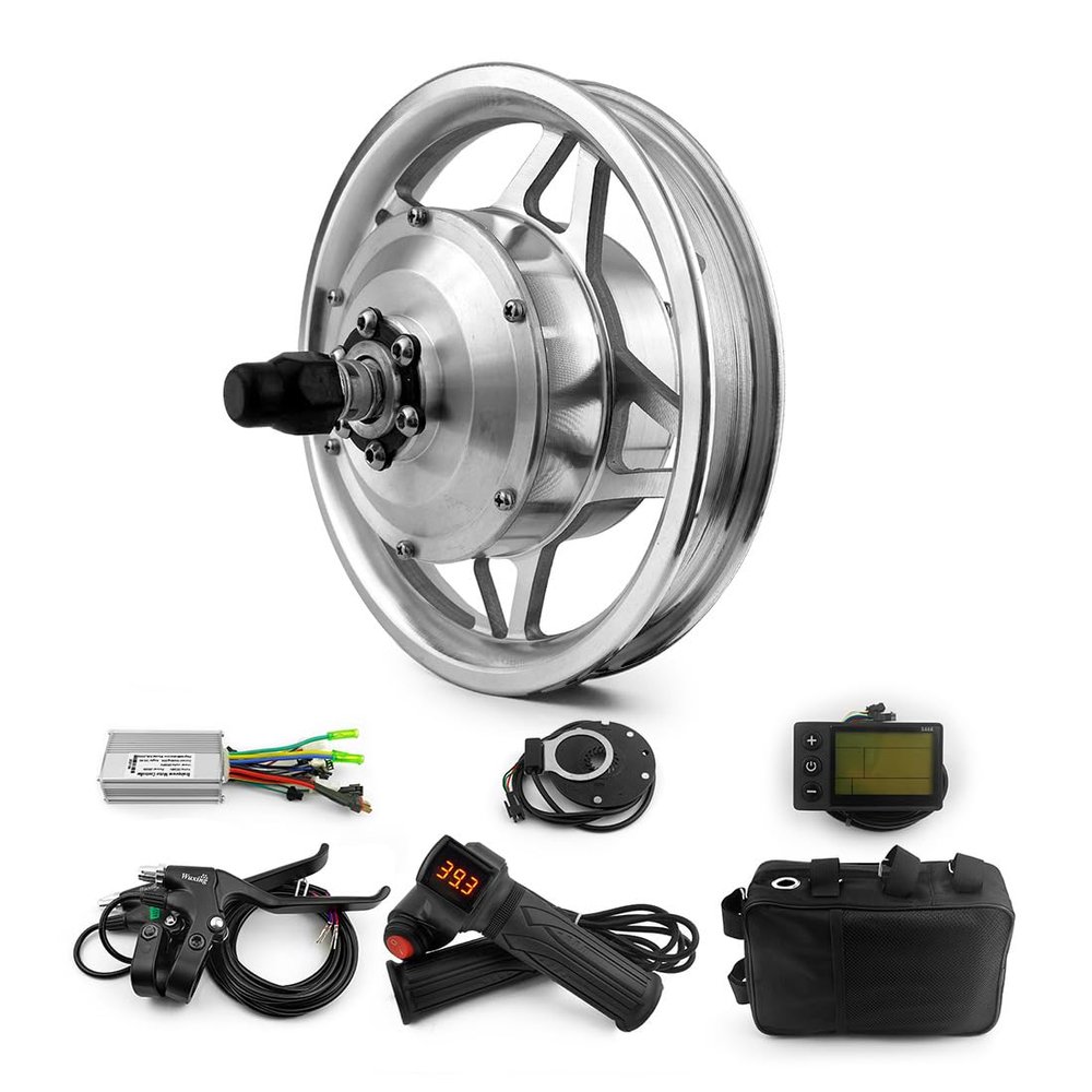 L-faster 12 inch 250W Brushless Hub Motor Kit with LCD Screen and Throttle Handle for Small Bicycle Front Wheel (48V)