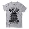 Viking Steel Celtic Iron Mens T-Shirt Odin Thor Ragnar Helmet Skull Tee Shirt Small Military Green view 4