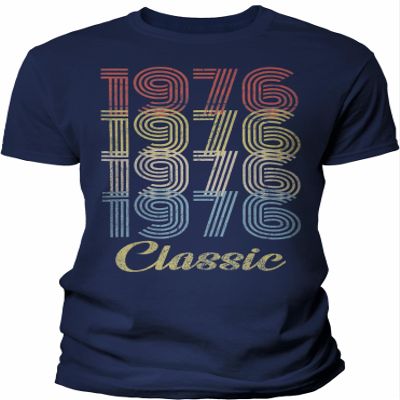 50th Birthday Gift Shirt for Men - Classic 1976 Retro Birthday - 003 - F/Navy-4X