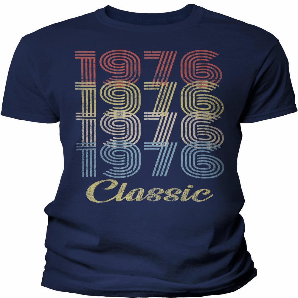 50th Birthday Gift Shirt for Men - Classic 1976 Retro Birthday - 003 - F/Navy-4X