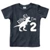 2nd Birthday Shirt boy Dinosaur rawr im 2 Toddler Two Year Old Second Dino Outfit (Charcoal Black, 2 Years) view 1