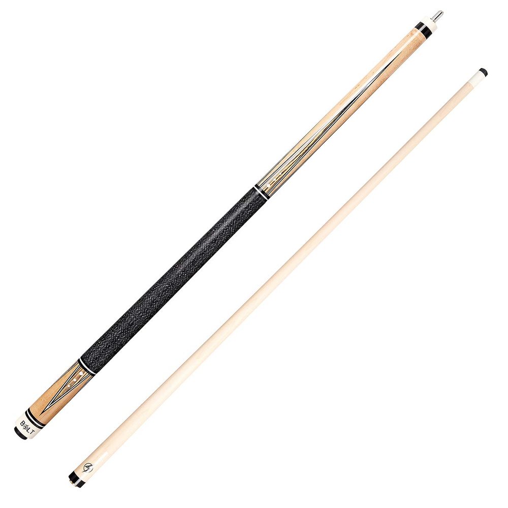 Bolt High Performance Maximum Control Pool Stick 2 Piece Maple 19 20 or 21 oz Pool Cue for Home Bar Pub Billiard Hall XTC Fiber (Maple/8 Point Zebrawood Black White, 20)