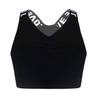 TTAO Kids Girls Ballet Dance Sports Workout Active Bra Crop Top Criss Cross Back Tanks Shirts Black 10