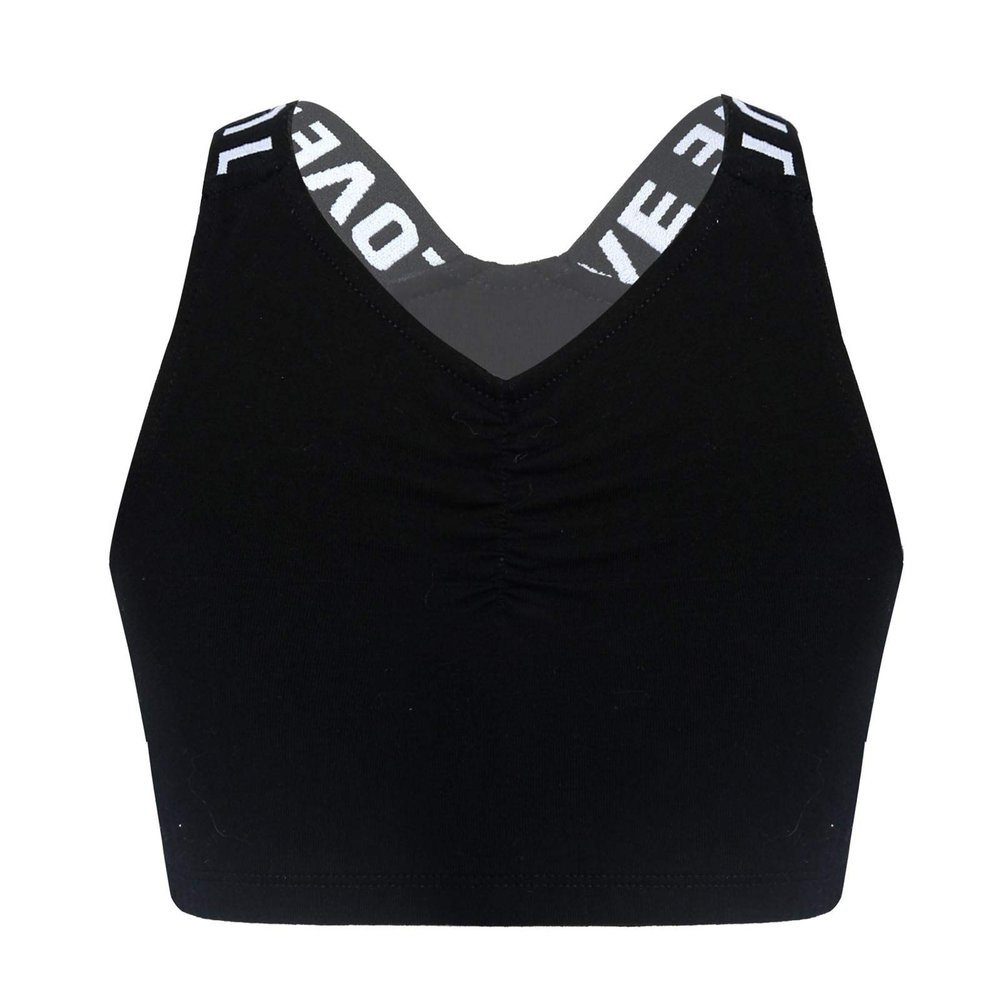 TTAO Kids Girls Ballet Dance Sports Workout Active Bra Crop Top Criss Cross Back Tanks Shirts Black 10