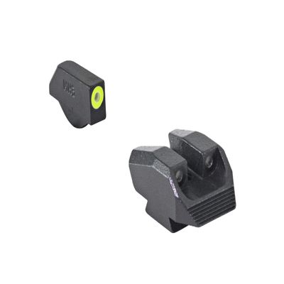 Meprolight Hyper-Bright Kimber K6/DASA Revolver Pistol Sight Set, Fixed Yellow Ring, Green Dot Tritium Illumination (0412313121)