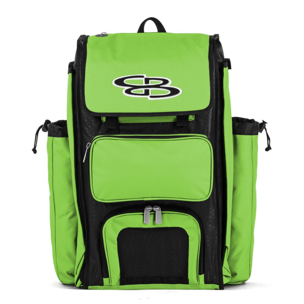 Boombah Catchers Superpack Bat Bag - 23-1/2" x 13-1/2" x 9-1/2" - Black/Lime Green - Holds 4 Bats - Backpack Version (no Wheels)