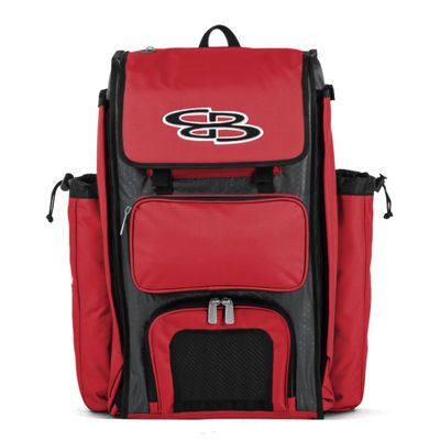 Boombah Catchers Superpack Bat Bag - 23-1/2" x 13-1/2" x 9-1/2" - Dark Charcoal/Red - Holds 4 Bats - Backpack Version (no Wheels)